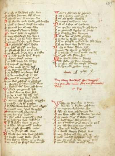 Op deze bladzijde uit het handschrift-Van Hulthem begint de tekst van Pyramus en Thisbe.
