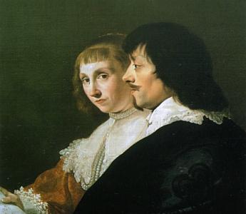 Dubbelportret van Constantijn Huygens en zijn vrouw Susanna van Baerle, omstreeks 1635.  In: René van Stipriaan, Volle leven, 158 (Kon. Kabinet van schilderijen, Mauritshuis Den Haag).