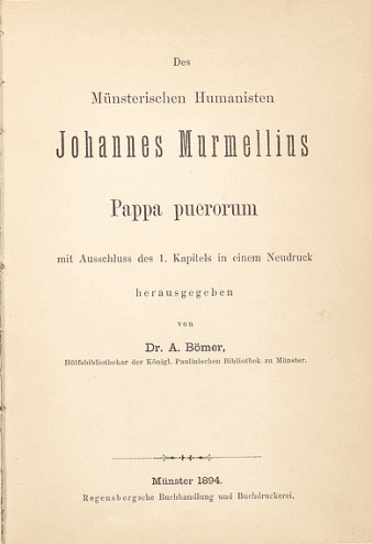 Johannes Murmellius, Papa puerorum