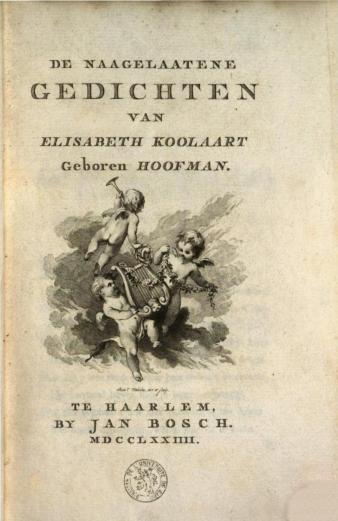 Titelpagina van De naagelaatene gedichten van Elisabeth Koolaart-Hoofman